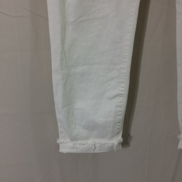 GAP Denim Jeans White Distressed Raw Hem Cuffed Girlfriend Size 28 - Picture 3 of 6